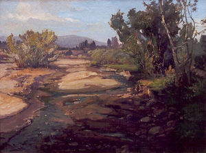 Franz A. Bischoff - "View to the Bridge" -Arroyo Seco- - Oil on canvas - 18" x 24"