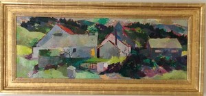 Samuel  Bolton Colburn - "Hatton Ranch" - Carmel Valley - Oil on masonite - 16" x 43 1/2" - Signed lower right<br><br>A masterwork of one of Colburn's early and rare oil paintings both in composition and color, and of exceptional size.