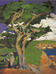 Francis John McComas - "Monterey Cypress on the Coast" c.1920 - Oil on canvas - 75" x 57" - Signed lower left