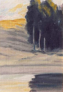 Xavier Martinez - "Eucalyptus Landscape" - Oil on canvasboard - 10" x 7"
