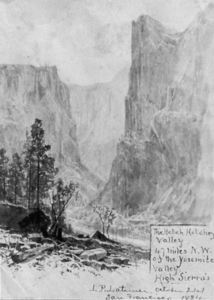 L.P. Latimer - "The Hetch Hetchey Valley" - Watercolor - 5 1/2" x 4"
