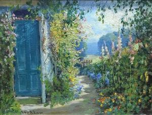 William Adam - "Path through the Garden" - Oil on canvas/board - 12" x 16" - Signed lower left<br>Retains original frame