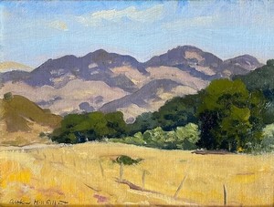 Arthur Hill Gilbert, A.N.A. - "Carmel Valley" - Oil on canvasboard - 6" x 8" - Signed lower left
<br>Titled on reverse