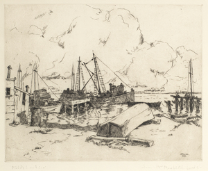 Jeannette Maxfield Lewis - "Field's Landing" - Etching - 7 5/8" x 9 3/4" - Signed and dated lower right in plate<br>Titled and signed in pencil<br>Edition: 16