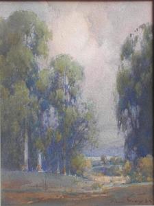 Percy Gray - "Eucalyptus Landscape" - Watercolor - 9 1/2" x 7"