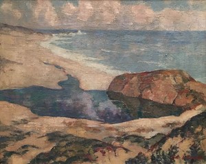 Lester Boronda - "Mouth of the Little Sur River" - Oil on canvas - 16" x 20" - Signed lower right<br><br>Ex-Collection of Mrs. Betty Hoag Lochrie McGlynn - California art historian and late daughter-in-law of early California artist, Thomas A. McGlynn. <br><br>Exhibitions labels on reverse:<br><br>Exhibited: Monterey Peninsula Museum of Art/'Monterey: The Artists' View, 1925-1945'/1982; Carmel Art Association/'60th Anniversary Show' 1927-1987