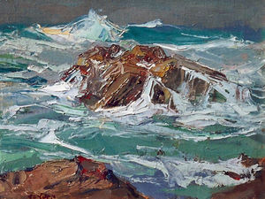S.C. Yuan - "The Green Sea" - Oil on canvas/board - 11 1/4" x 14 1/2"