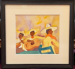 Samuel  Bolton Colburn - "Mexican Street Singers" - Watercolor - 10 1/2" x 11 1/2" - Signed and dated lower left
<br>
<br>Reproduced in OLLI@CSUMB/Spring Catalogue-2019, page 30.