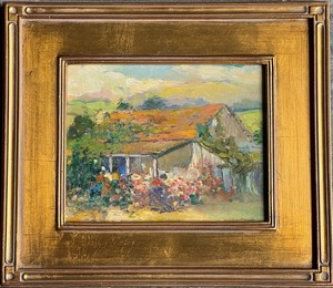 Thomas A. McGlynn - "Working in the Garden" - Oil on wood panel - 8" x 10" - Signed lower right
