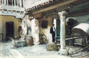 Donald Teague, N.A. - "Spanish Courtyard" - Watercolor - 6"x9"