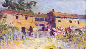 Selden Connor Gile - "Stevenson House, Monterey" - Oil on panel - 5 1/2" x 9 1/4"