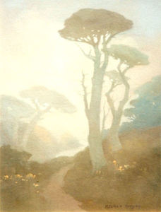 Mary DeNeale Morgan - "Drifting Fog" - Gouache - 23 1/2" x 18"