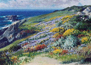 Carl Sammons - "Wild Flowers, Carmel Coast" - Oil on canvasboard - 12"x16"