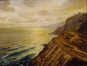 Frank Cuprien - "Golden Sunset-California Coast" - Oil on canvas - 16"x20"