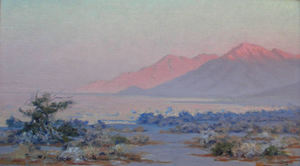 Charles Bradford Hudson - "Desert Glow" -California- - Oil on canvas/board - 14" x 24