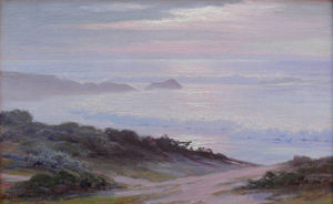Charles Bradford Hudson - "Sunset at Point Pinos" -Pacific Grove- - Oil on canvas/board - 10" x 16"
