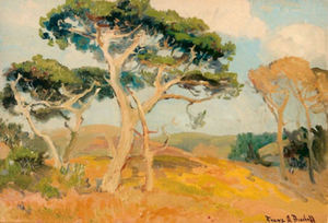 Franz A. Bischoff - "Monterey Cypress" - Oil on board - 13" x 18 3/4"