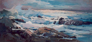 S.C. Yuan - "Carmel Seascape" - Oil on canvas - 34 3/4" x 69 1/2"