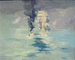 Armin C. Hansen, N.A. - "Island Trader" - Oil on canvasboard - 18" x 21 3/4"