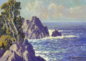 Carl Sammons - "Point Lobos" -Carmel, California- - Oil on canvasboard - 6" x 8"