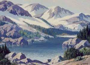 Carl Sammons - "Lake Sabrina" -High Sierra, California- - Oil on canvasboard - 12"x16" - Signed lower right<br>Titled on reverse