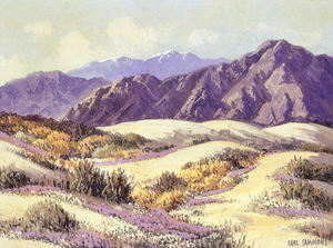 Carl Sammons - "Wild Flowers - La Quinta Canyon" -Palm Springs, California- - Oil on canvasboard - 12" x 16"