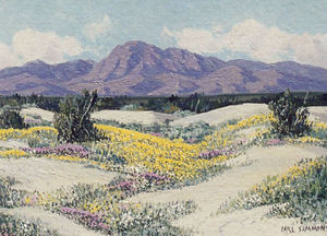 Carl Sammons - "Desert Wild Flowers" -Palm Springs, California- - Oil on canvasboard - 12" x 16"