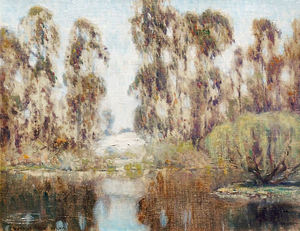 William Posey Silva - "Reflections…"  1924 - Oil on canvas - 16"x20" - Signed lower left<br>Titled, dated and located on reverse stretcher