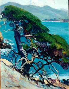 Frederick W. Becker - "Carmel Bay With Cypress" - Oil on canvasboard - 16" x 12"