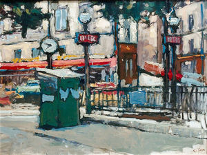 S.C. Yuan - "Paris Subway" - Oil on canvas - 30" x 40" - Signed lower right