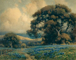Percy Gray - "Oaks and Lupine" - Watercolor - 15 1/2" x 19 3/4"