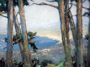 S.C. Yuan - "View of Monterey Bay" - Oil on wood panel - 35 1/2" x 47 1/2"