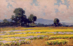 John Marshall Gamble - "Field of Wildflowers" - Oil on panel - 6 1/8" x 9 1/2"