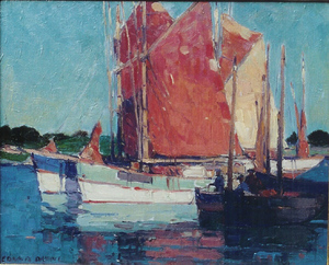 Edgar Alwin Payne - "Tuna Boats" - Oil on canvas - 18" x 22"