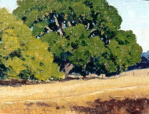 Arthur Hill Gilbert, A.N.A. - "California Daytime Moon" - Oil on canvas/board - 7" x 9"