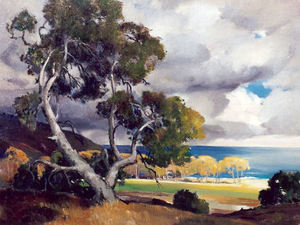 Orrin White - "Green Hillsides" - Laguna Beach - Oil on canvas - 30" x 40"