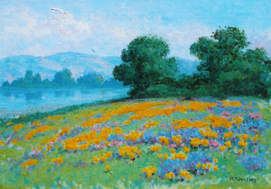 William F. Jackson - "California Landscape with Wildflowers" - Oil on canvas - 13" x 18"