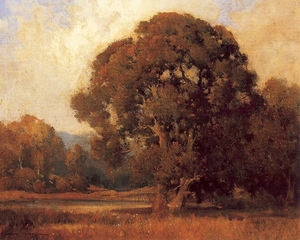 Percy Gray - "California Landscape With Oaks" - Oil on canvas - 16" x 20 1/4"