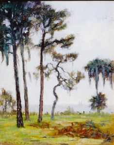 William Posey Silva - "Pines along the Gulf" -New Orleans- - Oil on canvasboard - 14 1/2" x 11 1/2"