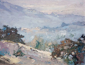 S.C. Yuan - "Autumn Morning" - Oil on masonite - 14" x 18"