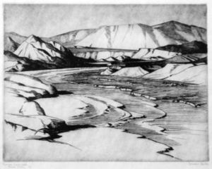 Cornelis J. Botke - "Furnace Creek Wash - Death Valley" - Etching - 7" x 9"