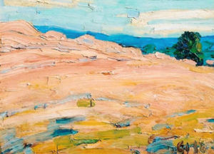 Selden Connor Gile - "Pink Hill Abstract" - Oil on board - 9" x 12"