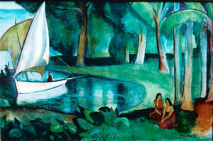 Paul Kirtland Mays - "Tahitian Paradise" - Oil on canvas - 25" x 37 1/4"