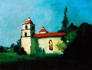 Will Sparks - "Mission Santa Barbara" - Oil on canvas - 14" x 18"