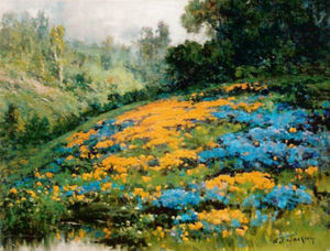 William F. Jackson - "California Hillside with Poppies & Lupine" - Oil on canvas - 11" x 14"