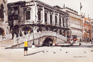 Donald Teague, N.A. - "Ponte Paglie" -Venice- - Watercolor - 6"x9"